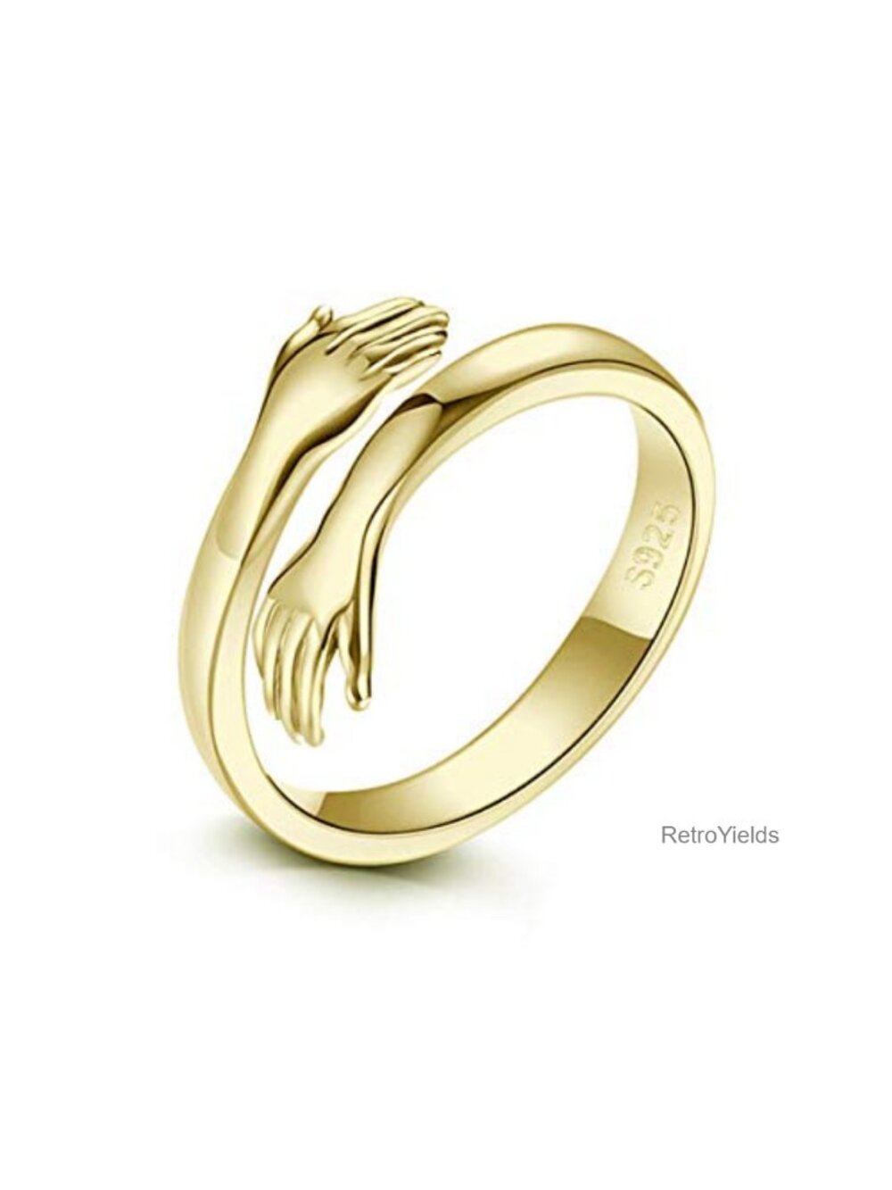 925 Sterling Silver Hug Ring Adjustable Unisex Open Band Vintage Thumb Ring